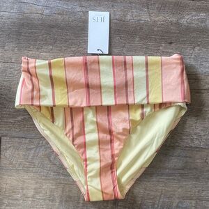 NWT Jets Australia Striped Fold over High-Waisted Bikini Bottoms